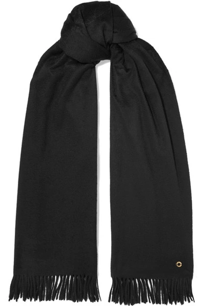 Loro Piana Opera Fringed Cashmere And Silk-blend Scarf In Black