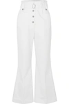 MIU MIU BELTED COTTON-TWILL FLARED PANTS