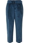 BRUNELLO CUCINELLI OVERSIZED CROPPED COTTON AND CASHMERE-BLEND CORDUROY PANTS