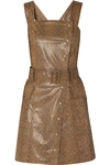 NANUSHKA LORENA BELTED SNAKE-EFFECT VEGAN LEATHER MINI DRESS