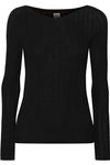 Totême Toury Ribbed Wool, Silk And Cashmere-blend Top In Black