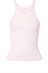 Re/done Ribbed Cotton-jersey Tank In Pastel Pink