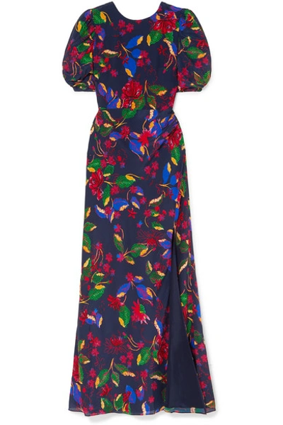 Saloni Annie Floral-print Silk-satin Maxi Dress In Multi