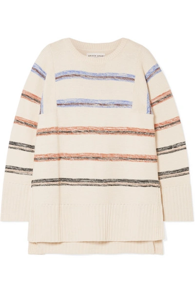 Apiece Apart Baja Striped Cotton Sweater In Cream