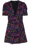 SALONI LEA FLORAL-PRINT CHIFFON WRAP MINI DRESS