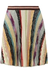 MISSONI METALLIC STRIPED CROCHET-KNIT MINI SKIRT