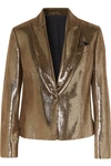 BRUNELLO CUCINELLI CROPPED METALLIC CRACKED-LEATHER BLAZER