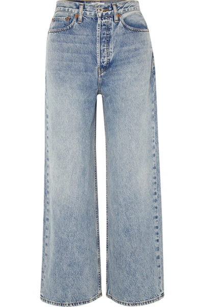 Re/done 60s Extreme Cropped High-rise Wide-leg Jeans In Light Denim