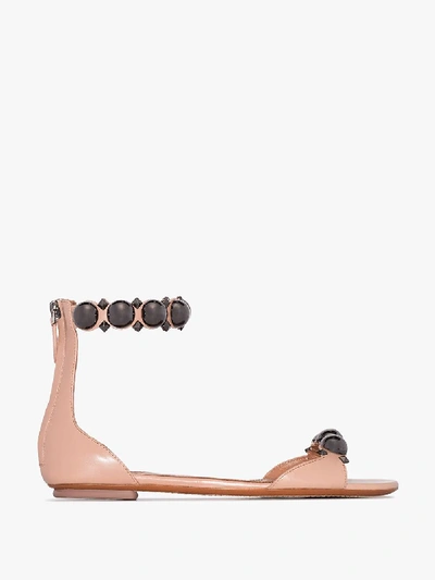 Alaïa Pink Bombe Embellished Leather Sandals