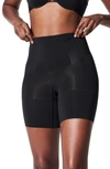 Spanx Oncore High Waisted Mid Thigh Shorts In Very Black