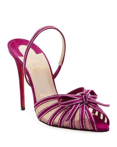 Christian Louboutin Araborda Embellished Red Sole Pumps In Magenta