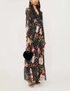 TED BAKER BERRY SUNDAE METALLIC-FLECKED FLORAL-PRINT CHIFFON MAXI DRESS,870-10003-157256