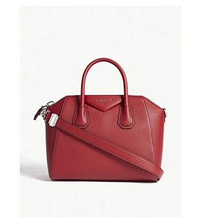Givenchy Antigona Sugar Small Leather Tote Bag In Vermillon Red