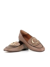 Chloé Collapsible-heel Leather Loafers In Mud