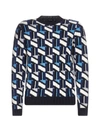 PRADA GEOMETRIC-PATTERNED WOOL AND CASHMERE BLEND SWEATER,10985265