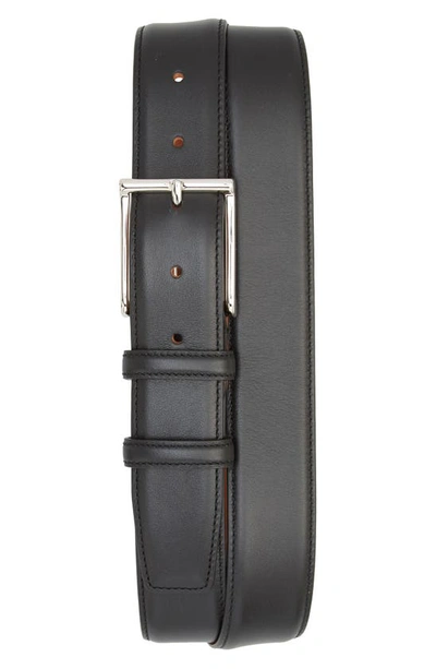 Santoni Vitello 3 Leather Belt In Black