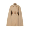 BURBERRY Leather detail cotton gabardine belted cape