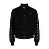 Off-white Black Embroidered Skinny Varsity Bomber Jacket