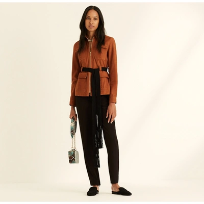 Amanda Wakeley Belted Suede Tobacco Jacket In Brown