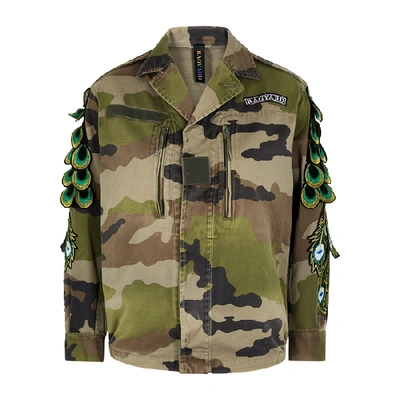 Ragyard Camouflage Feather-appliquéd Cotton Jacket