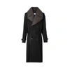 BURBERRY DETACHABLE COLLAR COTTON WOOL TRENCH COAT