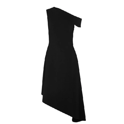 Rosetta Getty Black One-shoulder Cady Midi Dress