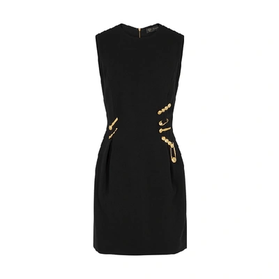 Versace Sleeveless Safety-pin Trim Cocktail Dress In Nero