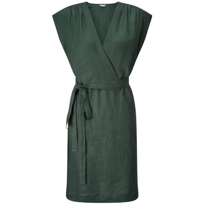 Jigsaw Wrap Linen Dress In Forest Green | ModeSens