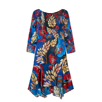 Peter Pilotto Navy Printed Stretch-silk Dress