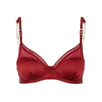 Stella Mccartney Kate Cuddling Balconette Silk-blend Bra In Burgundy