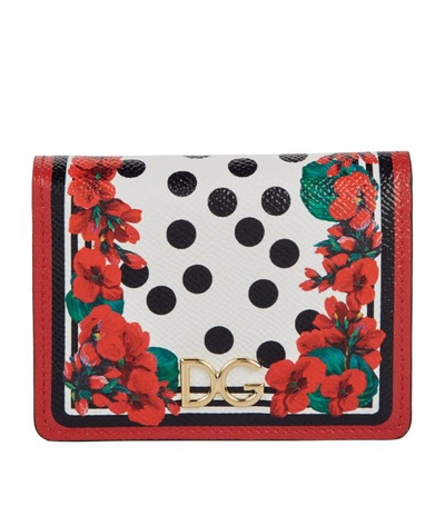 Dolce & Gabbana Mini Geranium Print Leather Wallet In Geranio