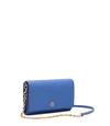 Tory Burch Robinson Chain Wallet In Regal Blue / Royal Navy