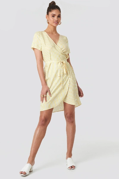 Na-kd Striped Wrap Mini Dress - Yellow