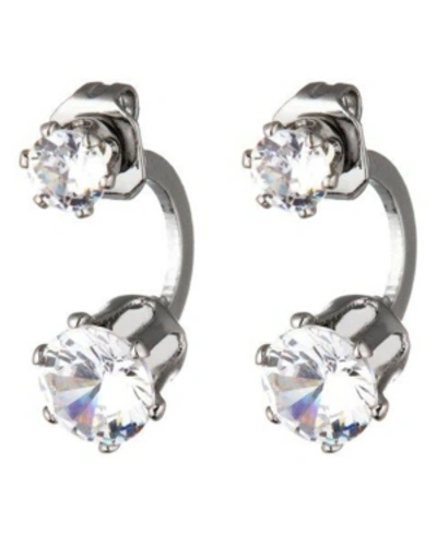 Nicole Miller Double Cubic Zirconia Stone Ear Huggie In Silver