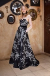 MARCHESA NOTTE Strapless Embroidered Satin Ball  Gown,MN20RG1133B-US