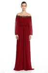 MARCHESA NOTTE RESORT 2020 MARCHESA NOTTE CHIFFON BILLOWY CAFTAN,N37K1168