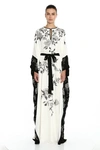MARCHESA LONG SLEEVE EMBROIDERED GEORGETTE CAFTAN GOWN,MC20RK704-ME