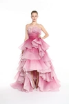 MARCHESA Marchesa Couture Strapless Tiered Ombre Ball Gown M28813,M28813