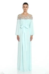 MARCHESA Marchesa Couture Long Sleeve Georgette Caftan Gown M28703,M28703