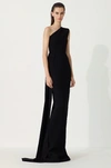 Alex Perry Gray One-shoulder Draped Jersey Gown In Black