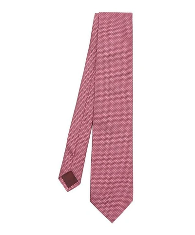 Nick Bronson Silk Cotton Textured Tie In Pink