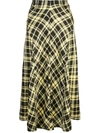 Proenza Schouler Yellow Women's Ruched Plaid Skirt In Yellow