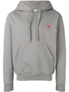 Ami Alexandre Mattiussi Hoddie Sweatshirt With Red Ami De Coeur Patch In Grey