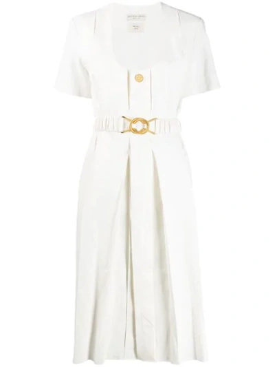 Bottega Veneta Belted Midi Pleated Dress - 白色 In White