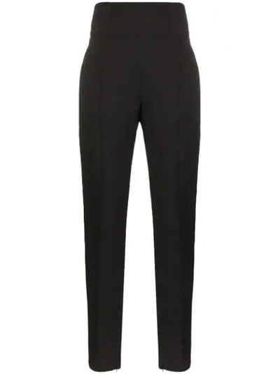 Alexandre Vauthier Zipped-ankles High-rise Slim-leg  Velvet Trousers In Black