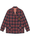 GUCCI CHECKERED WOOL JACKET WITH EMBLEM
