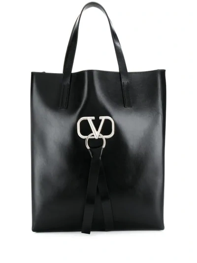Valentino Garavani Valentino  Vlogo Calf Leather Tote - 黑色 In Black