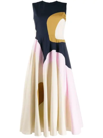 Roksanda Cotton Poplin Catia Dress In Midnight/flamingo