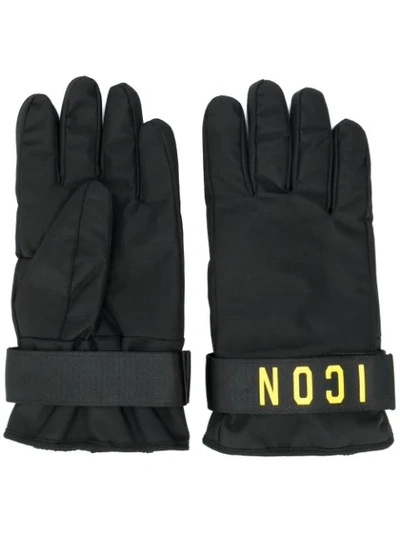 Dsquared2 Icon Print Nylon Ski Gloves In Black