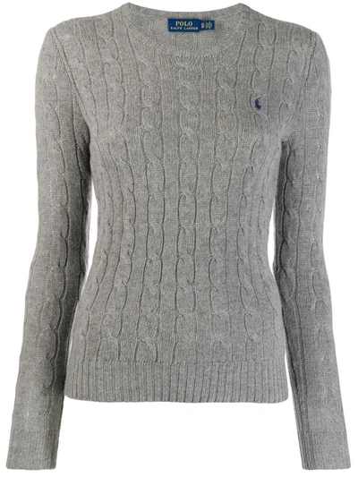 Polo Ralph Lauren Cable Knitted Crewneck Jumper In Grey